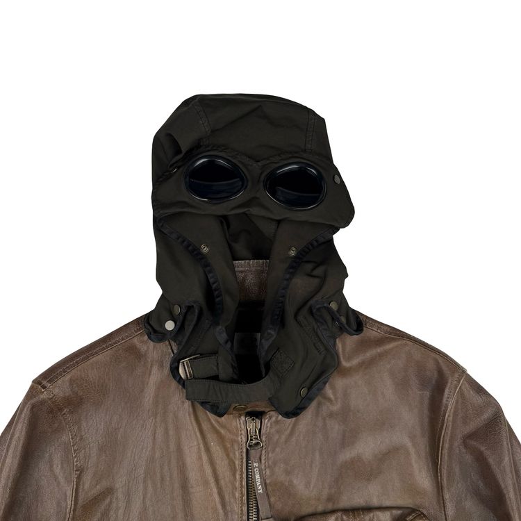 CP Company Brown Heavyweight Leather Goggle Biker Jacket - Large (50) imagen 2