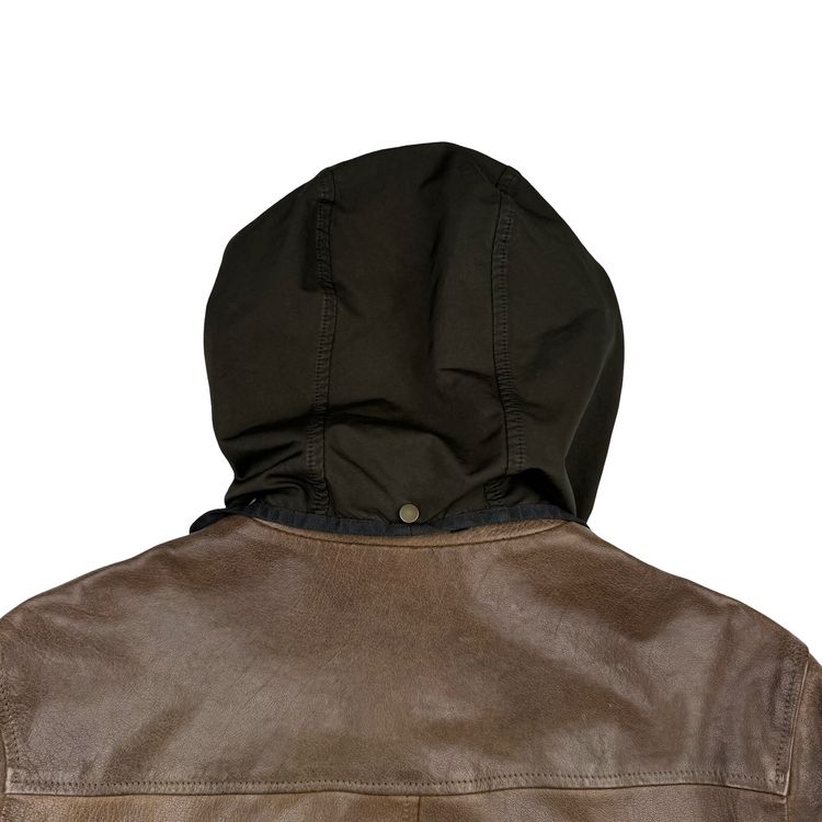 CP Company Brown Heavyweight Leather Goggle Biker Jacket - Large (50) imagen 8