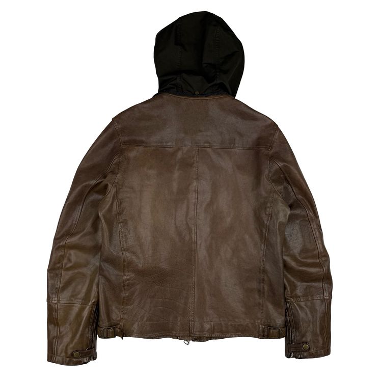 CP Company Brown Heavyweight Leather Goggle Biker Jacket - Large (50) imagen 7