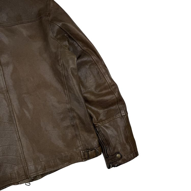 CP Company Brown Heavyweight Leather Goggle Biker Jacket - Large (50) imagen 5