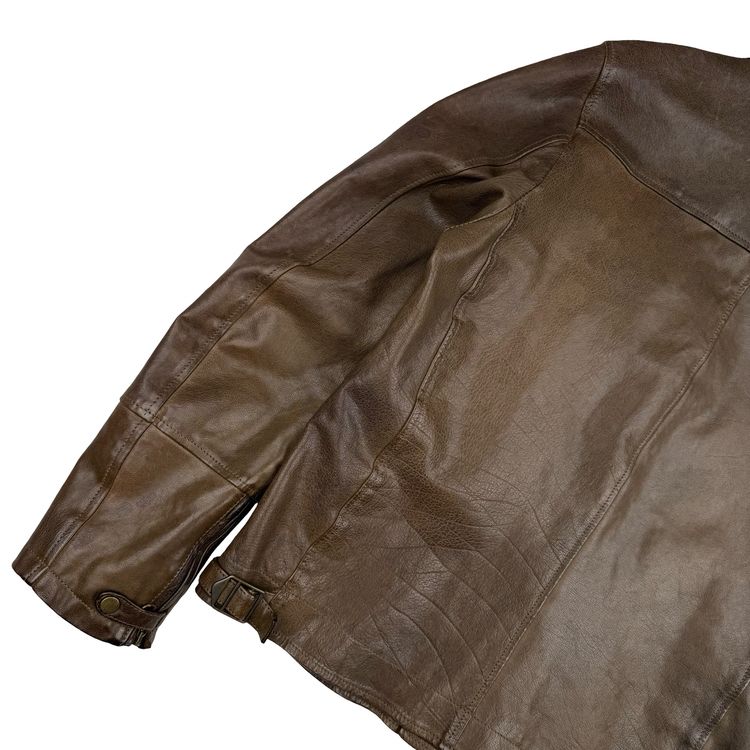 CP Company Brown Heavyweight Leather Goggle Biker Jacket - Large (50) imagen 12