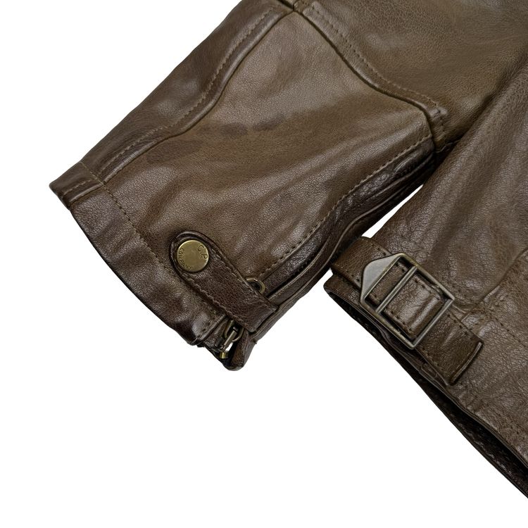 CP Company Brown Heavyweight Leather Goggle Biker Jacket - Large (50) imagen 6