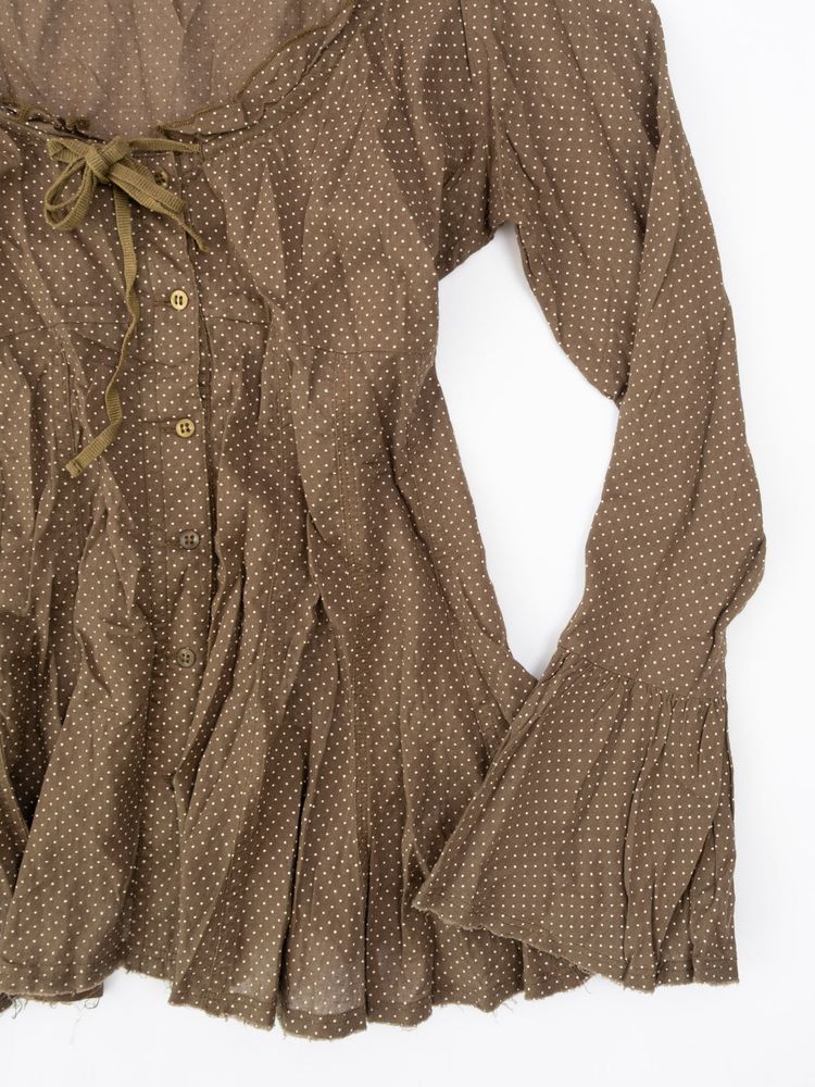 OLIVE BROWN POLKA DOT PEPLUM BLOUSE image 7