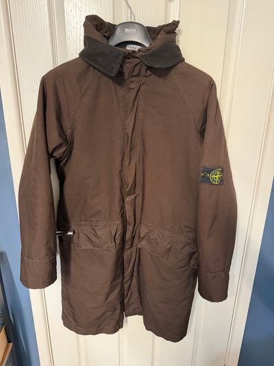 Stone Island Brown Hooded Parka Jacket size large