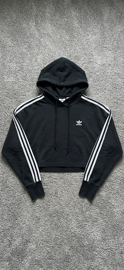 Adidas Black Cropped Hoodie