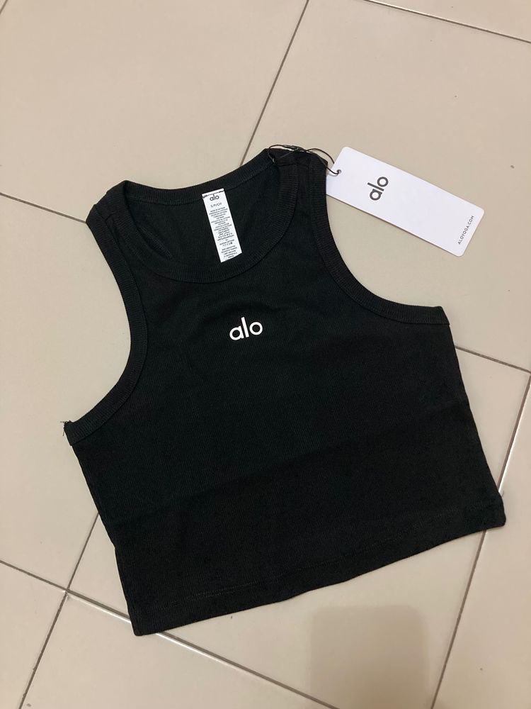 Alo Black Cropped Tank Top