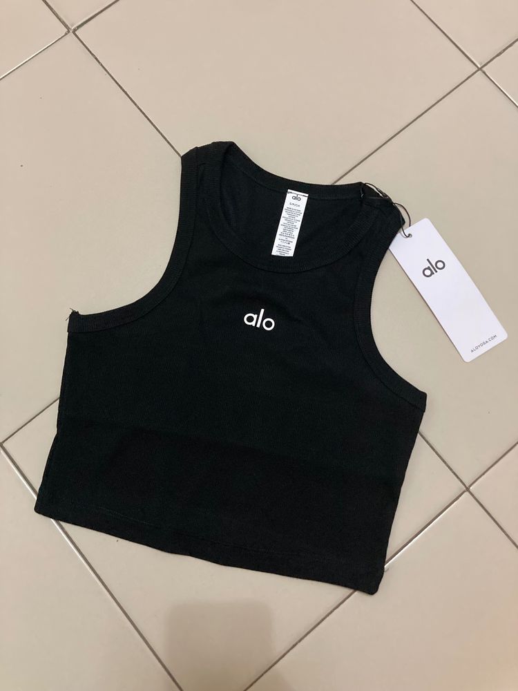 Alo Black Cropped Tank Top obraz 2