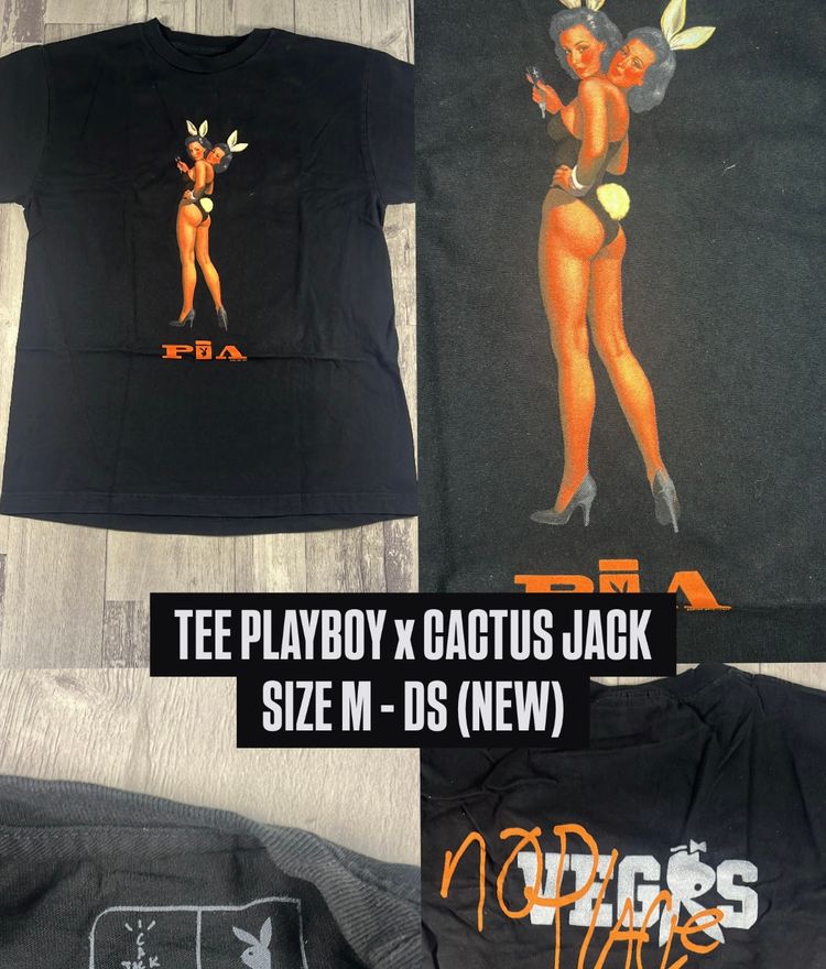 Playboy X Cactus Jack Black Graphic Tee taglia M