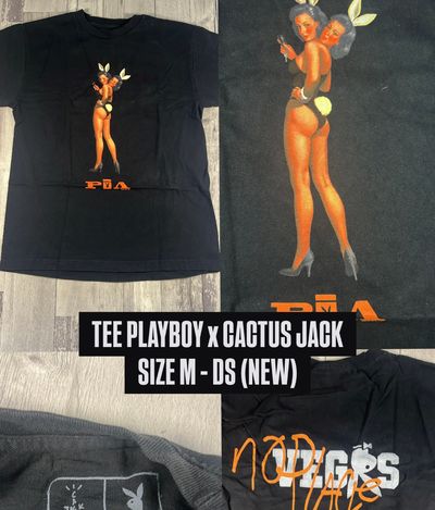 Playboy X Cactus Jack Black Graphic Tee taglia M