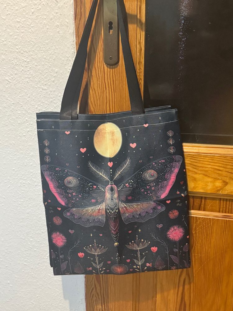 Other Black Tote Bag With Moth And Moon Design product image