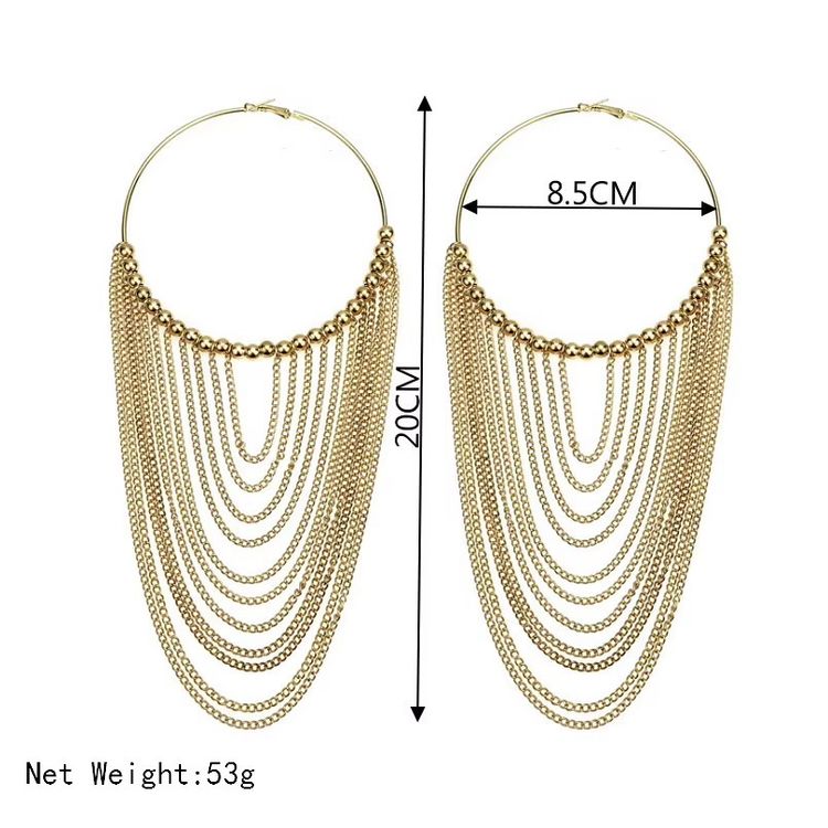 Gold-Tone Hoop Earrings With Cascading Chains image 3
