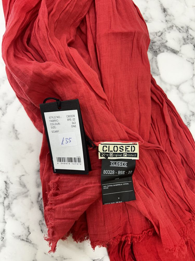 Closed Red Overdye Check Scarf image 4