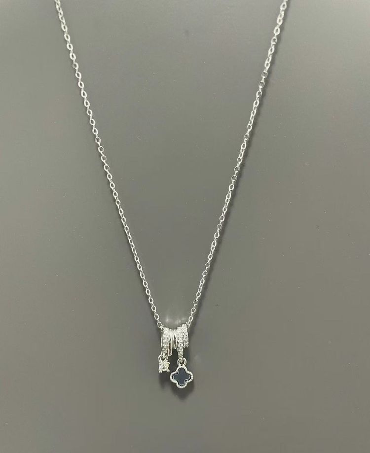 Silver Necklace With Two Pendants