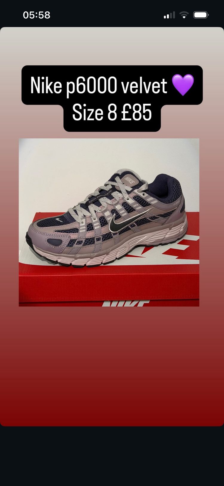 Nike P6000 Velvet size 8 
