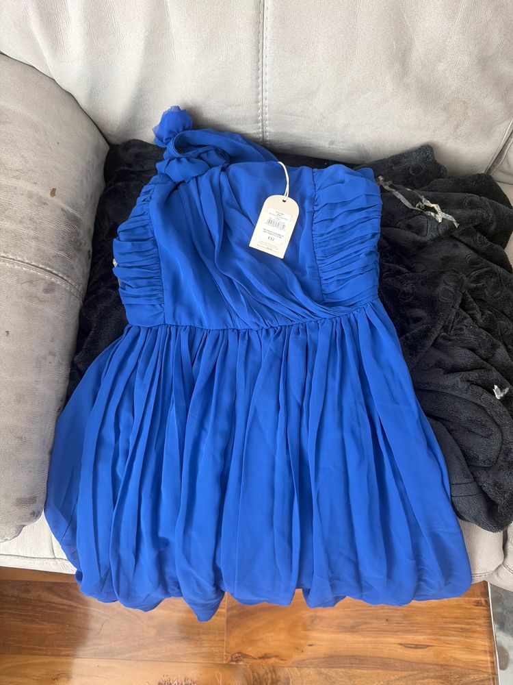 Blue One-Shoulder Dress