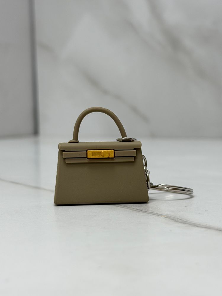 Custom made Grey Hermes Mini Handbag Keychain