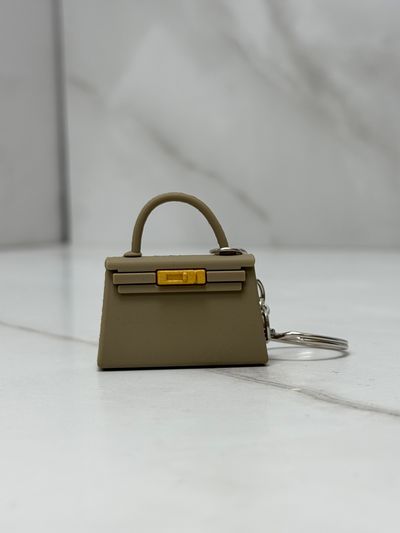 Custom made Grey Hermes Mini Handbag Keychain