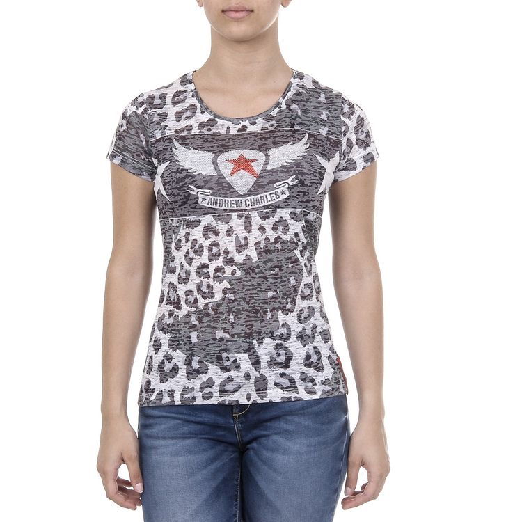 Andrew Charles Women'S Leopard Print T-Shirt ACW02 BLACK
