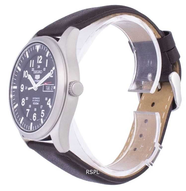 Seiko 5 Sports Automatic Ratio Dark Brown Leather SNZG15K1-LS11 Men's Watch image 3