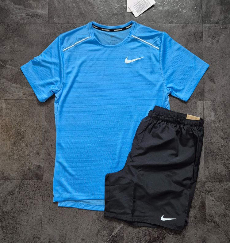Nike Uni Blue Miler And Black Shorts Set