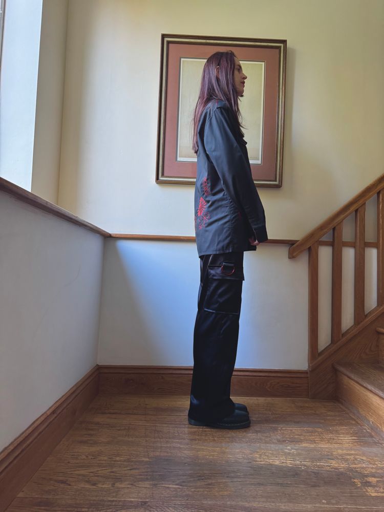 Unknown  Black satin cargo pants product image