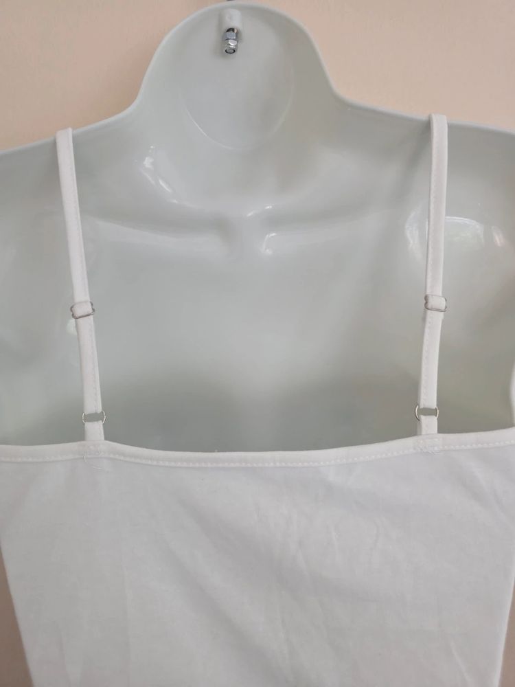 Shein White Pink Floral Sequin Embroidered Y2K- Inspired Cami Top (Size S / UK 8) image 4