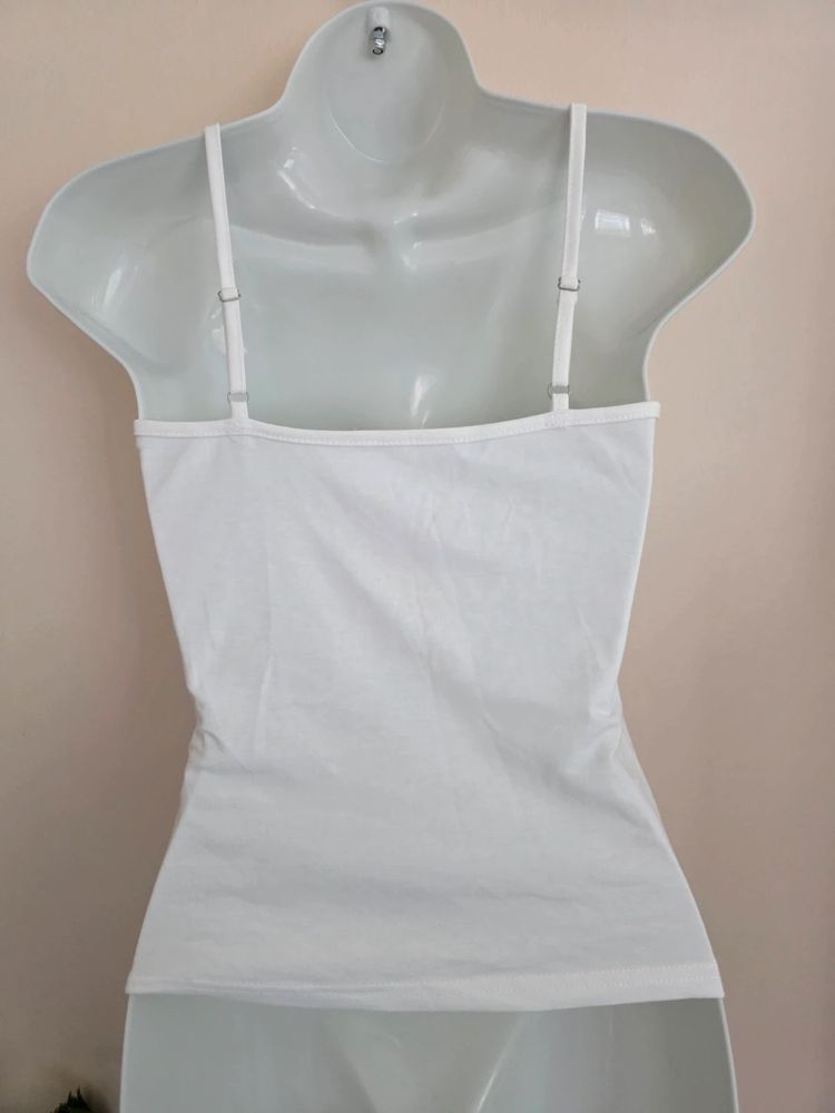 Shein White Pink Floral Sequin Embroidered Y2K- Inspired Cami Top (Size S / UK 8) image 3