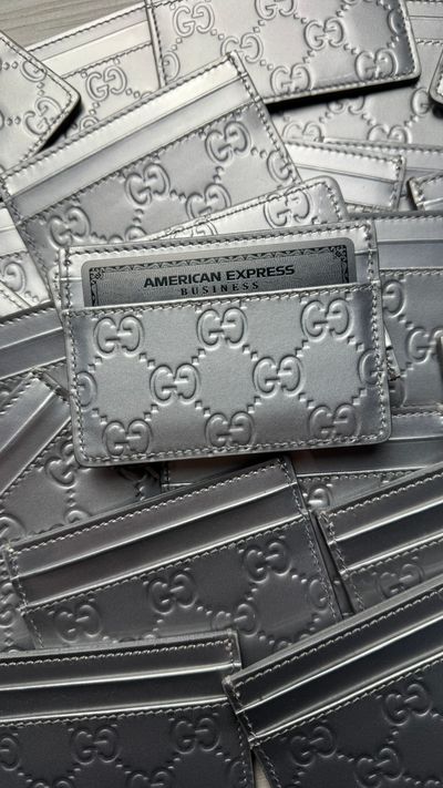 GUCCI CARDHOLDER - SILVER GG EMBOSSED MONOGRAM £265RRP
