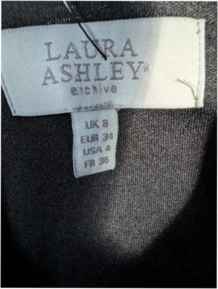 Laura Ashley Archive Black White Leaf Print Ruched Midi Dress UK 8 S image 7
