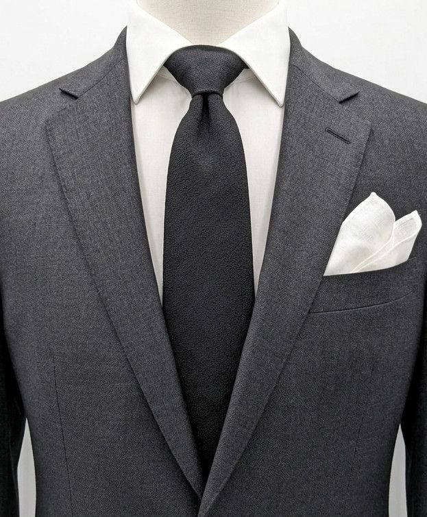 Cravatta uomo grigio antracite Misto Seta Made in Italy – tinta unita elegante 8 image 1