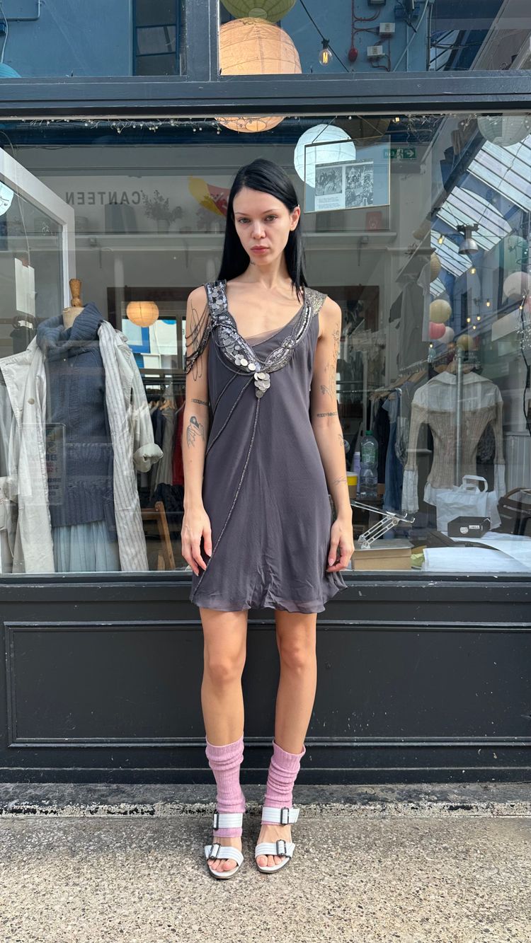 Immagine di Grey beaded mini dress 1