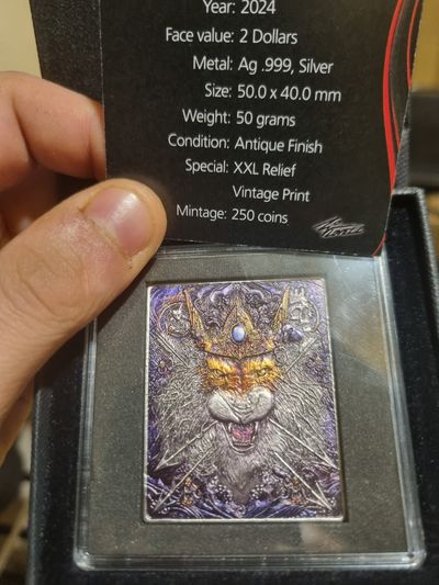 Dark Nature Lion Mantra Silver Coin