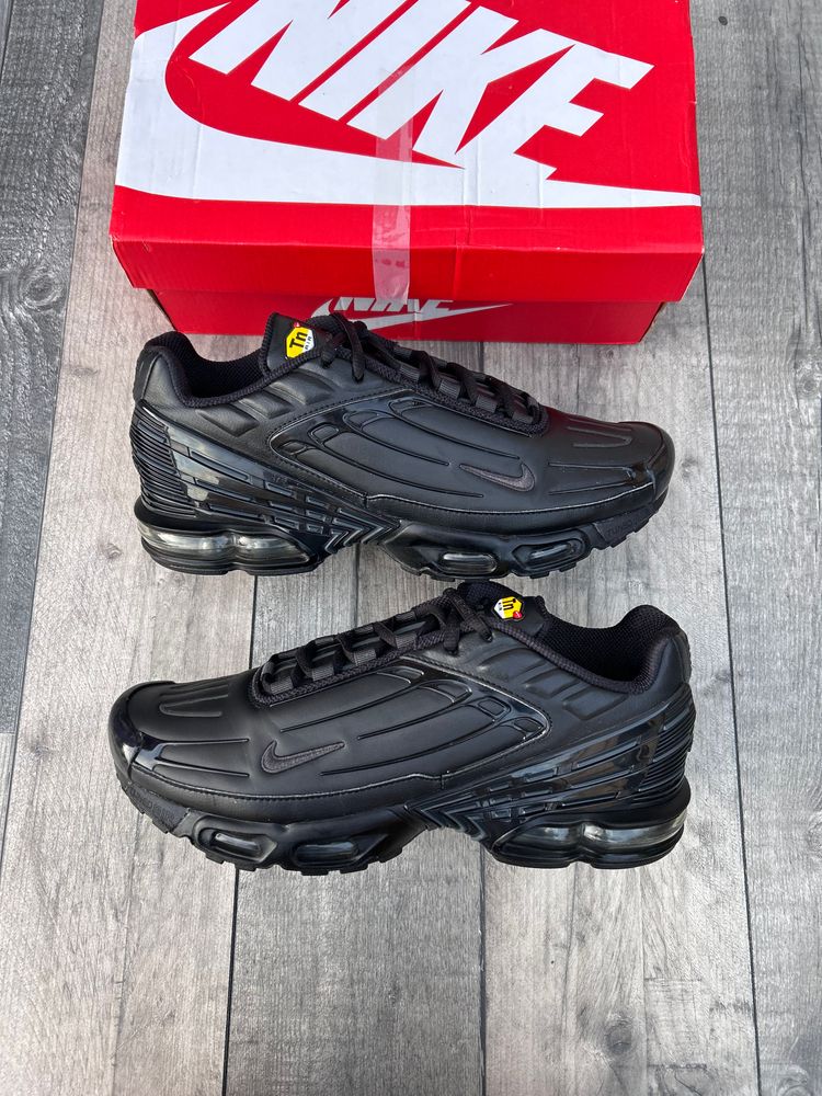 Nike Air Max Plus TN Tuned III 3 Trainers ‘Triple Black Leather’ - Size UK 8 (Pre-Loved) image 1