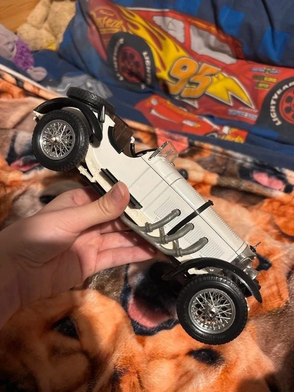 White Vintage Toy Car Model image 1