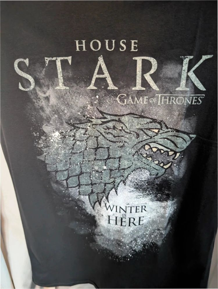 Game Of Thrones House Stark T-Shirt Black L Large Winter Is Here HBO Top image 7