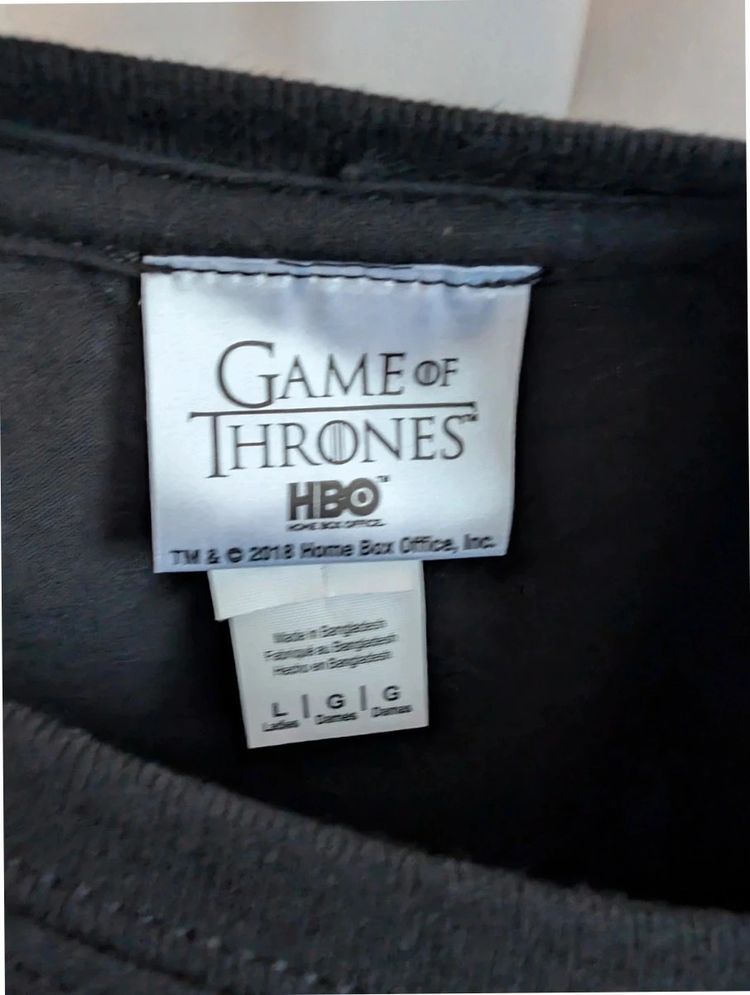 Game Of Thrones House Stark T-Shirt Black L Large Winter Is Here HBO Top image 6