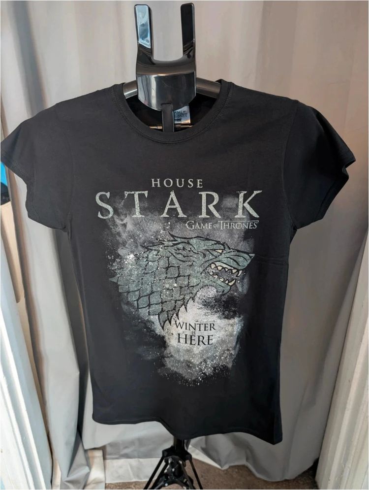 Game Of Thrones House Stark T-Shirt Black L Large Winter Is Here HBO Top image 1