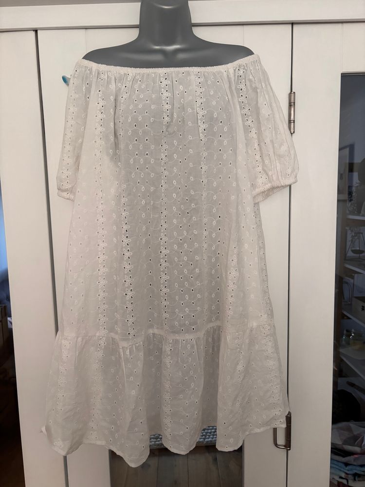 White off-shoulder eyelet dress