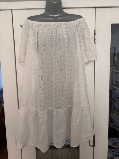 White off-shoulder eyelet dress