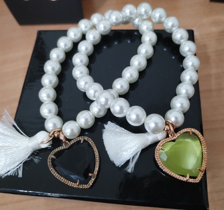 Other Pearl Bead Bracelets With Heart Charms And Tassels product image