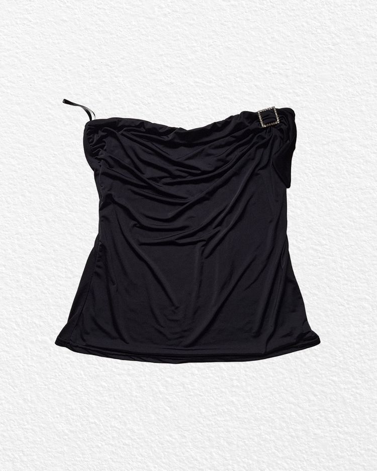 Black Sleeveless Top With Buckle Detail