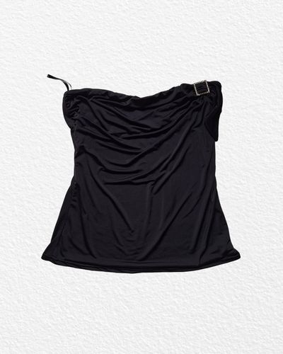 Black Sleeveless Top With Buckle Detail
