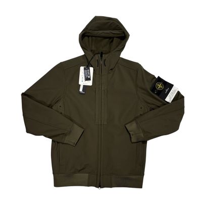 Stone Island Green Compass Patch Soft Shell-R e.dye Technology in Recycled Polyester Jacket