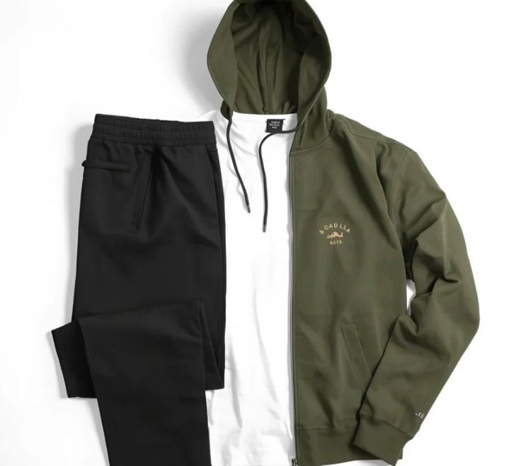 Other Green Zip-Up Hoodie, White T-Shirt, Black Jogger Pants product image