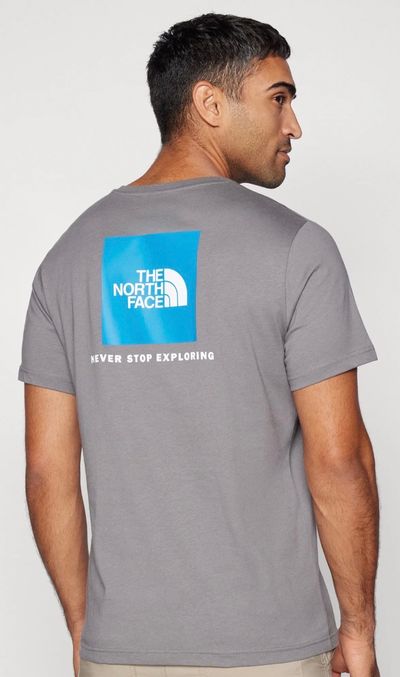 The North Face Men'S M SS BOX NSE TEE - smoked pearl/hero blue