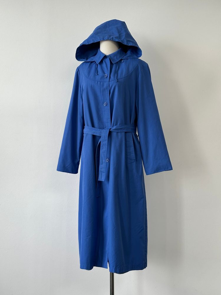 London Fogg 1980s Cotton Hooded Belted Trench - M