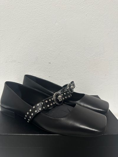 Versace Gianni Ribbon Black Flats 1