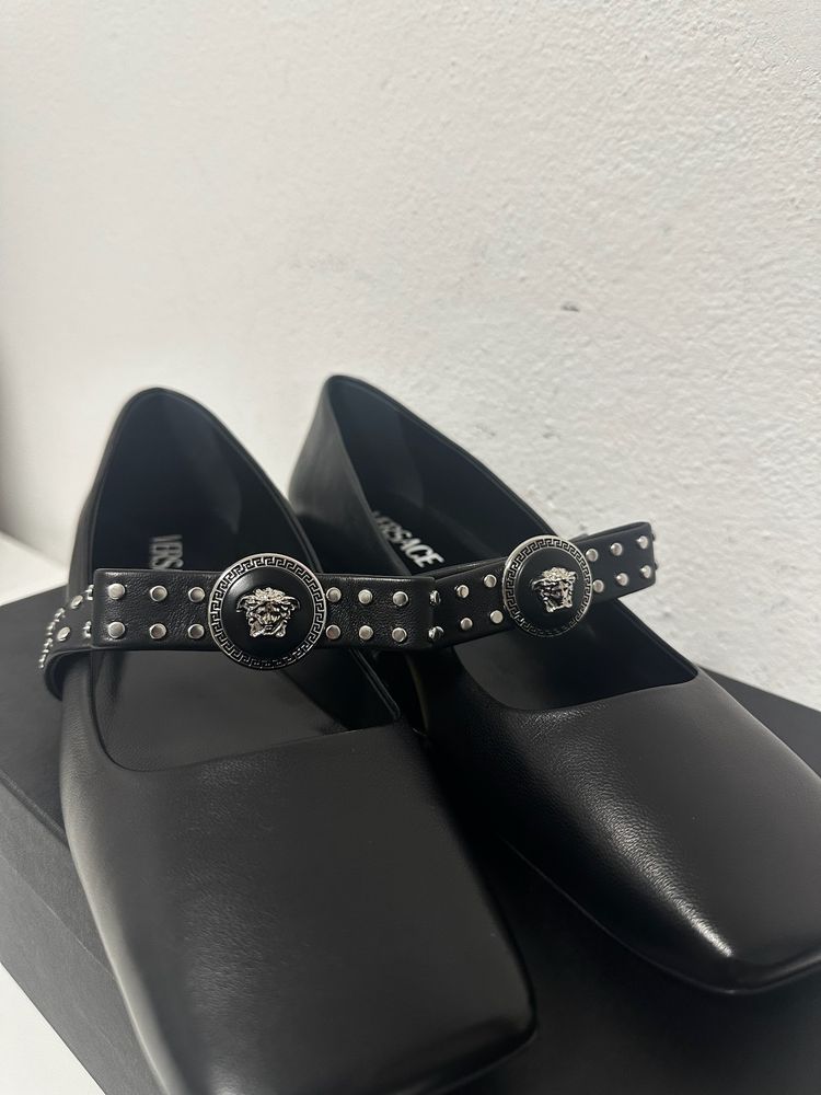 Versace Gianni Ribbon Black Flats 3
