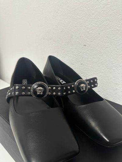 Versace Gianni Ribbon Black Flats 3