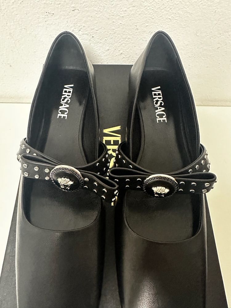 Versace Gianni Ribbon Black Flats 6